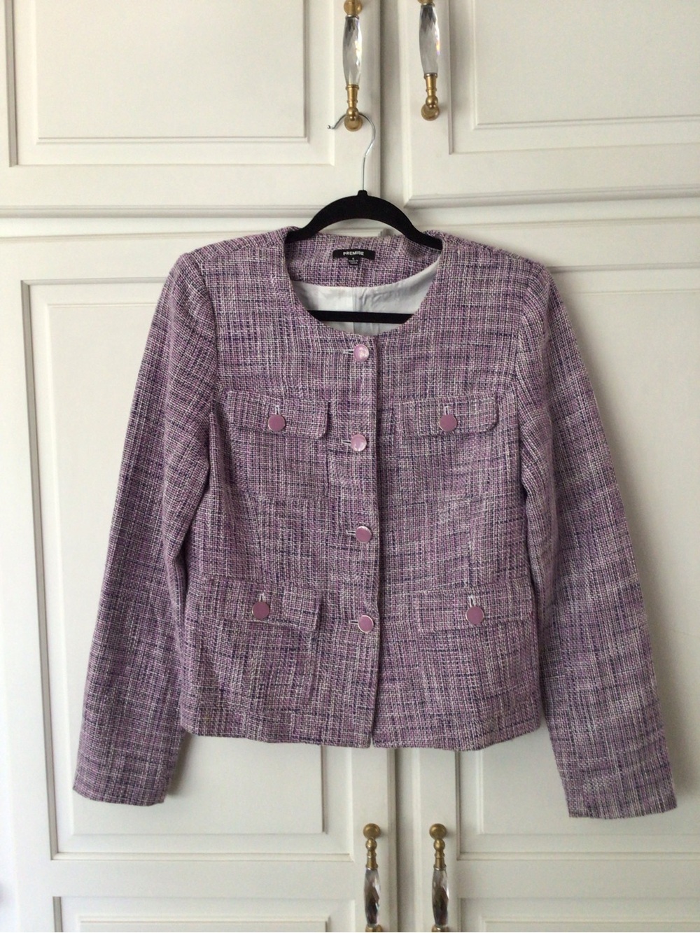 Premise Lavender/Pink Tweed Button Front Jacket
